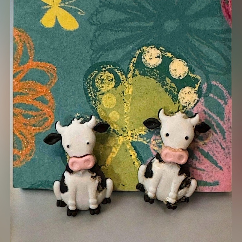 Adorable Cow Earrings handcrafted